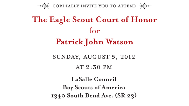 Court of Honor Invitation Copy